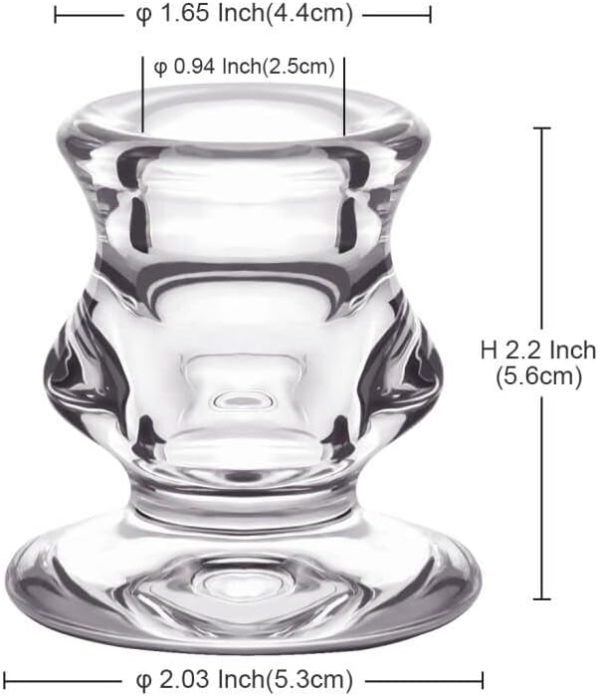 Clear Glass Candlestick Holders, Set of 2 Taper Candle Holders for Wedding, Decoration and Dinning - Image 3