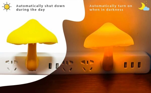 ZEZHOU Original Toilet Light 2Pc, 1Pc Plug-in Mushroom Sensor Led Night Light, Perfect Decorating Gadget Kids Room, Bathroom, Bedroom, Kitchen, Hallway and Stair - Image 3